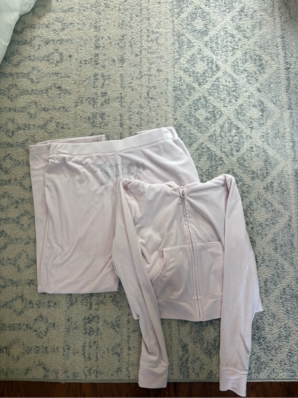 Juicy Couture Pale Pink Velour Zip Hoodie & Pants Set